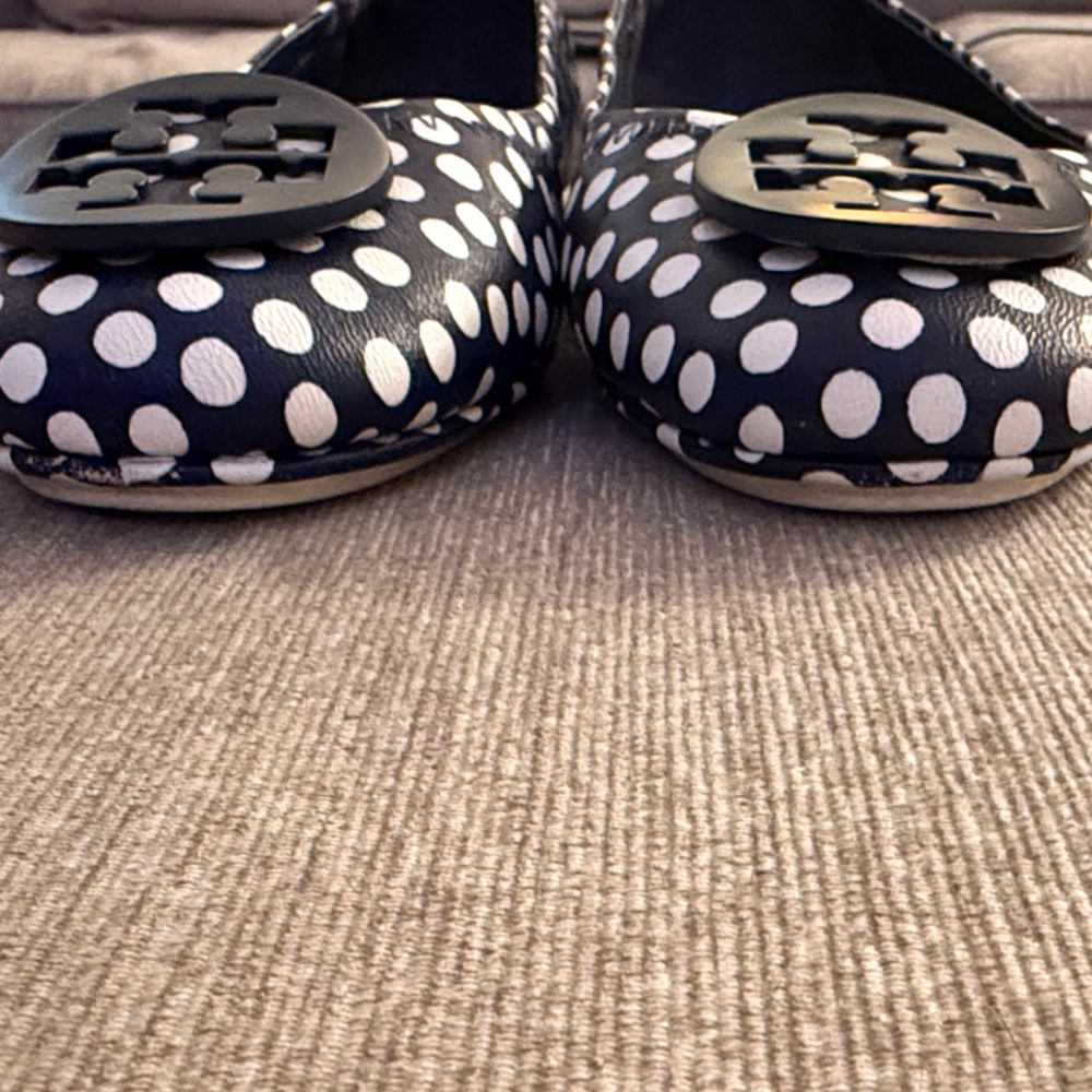 Tory Burch Navy and White Polka Dot Flats - Picture 4 of 5
